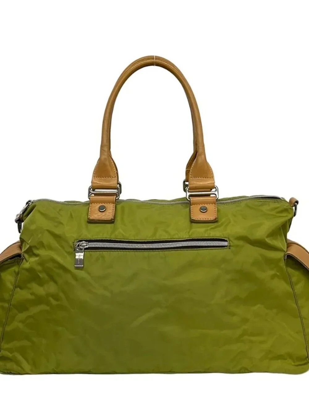 OROBIANCO Yellow Green Light Brown Nylon Leather Shoulder Bag
